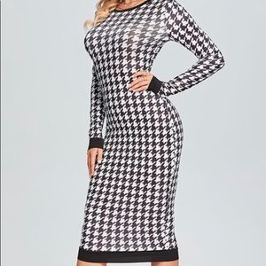 Houndstooth midi dress